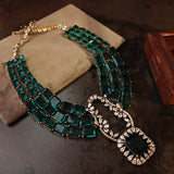 EXCLUSIVE CZ STONE AND DOUBLET STONE NECKLACE WITH EARRINGS