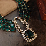 EXCLUSIVE CZ STONE AND DOUBLET STONE NECKLACE WITH EARRINGS