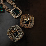 EXCLUSIVE CZ STONE AND DOUBLET STONE NECKLACE WITH EARRINGS