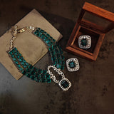 EXCLUSIVE CZ STONE AND DOUBLET STONE NECKLACE WITH EARRINGS