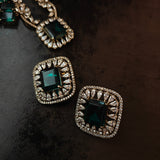 EXCLUSIVE CZ STONE AND DOUBLET STONE NECKLACE WITH EARRINGS