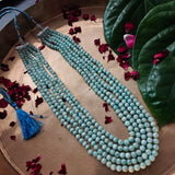 REAL SEMI PRECIOUS STONE FIVE LAYER STRING