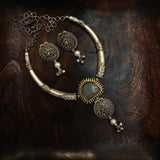 REAL SILVER PLATED SEMI PRECIOUS STONE NECKLACE WITH EARRINGS