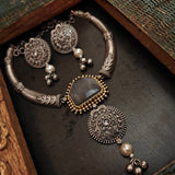 REAL SILVER PLATED SEMI PRECIOUS STONE NECKLACE WITH EARRINGS