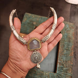 REAL SILVER PLATED SEMI PRECIOUS STONE NECKLACE WITH EARRINGS