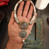 REAL SILVER PLATED SEMI PRECIOUS STONE NECKLACE WITH EARRINGS