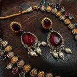 REAL SILVER PLATED SEMI PRECIOUS STONE NECKLACE WITH EARRINGS