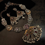 REAL SILVER PLATED SEMI PRECIOUS STONE NECKLACE WITH EARRINGS