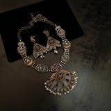 REAL SILVER PLATED SEMI PRECIOUS STONE NECKLACE WITH EARRINGS