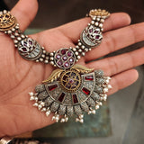 REAL SILVER PLATED SEMI PRECIOUS STONE NECKLACE WITH EARRINGS