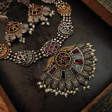 REAL SILVER PLATED SEMI PRECIOUS STONE NECKLACE WITH EARRINGS