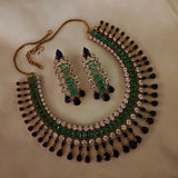 EMERALD & SAPPHIRE CZ STONE STATEMENT CHOKER SET