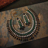 EMERALD & SAPPHIRE CZ STONE STATEMENT CHOKER SET