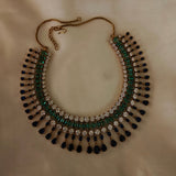 EMERALD & SAPPHIRE CZ STONE STATEMENT CHOKER SET