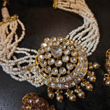 HANDCRAFTED MULTI-STRAND MOSSAONITE STONE CHOKER SET