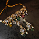 HANDCRAFTED MULTI-GEMSTONE POLKI KUNDAN CHOKER SET