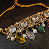 HANDCRAFTED MULTI-GEMSTONE POLKI KUNDAN CHOKER SET