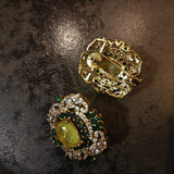 HANDCRAFTED PERIDOT & EMERALD CRYSTAL STATEMENT STUD EARRINGS