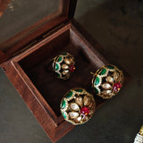 ROYAL FLORAL POLKI STATEMENT MEENAKARI CHOKER SET ALONG WITH RING