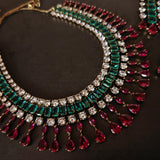 CZ STONE STATEMENT CHOKER WITH EARRINGS