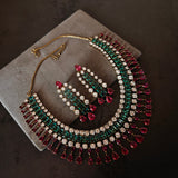 CZ STONE STATEMENT CHOKER WITH EARRINGS