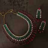 CZ STONE STATEMENT CHOKER WITH EARRINGS