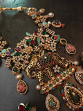 STATEMENT ELEPHANT DESIGNER SEMI PRECIOUS STONE NECKLACE WITH EARRINGS