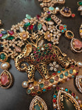STATEMENT ELEPHANT DESIGNER SEMI PRECIOUS STONE NECKLACE WITH EARRINGS