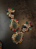 STATEMENT ELEPHANT DESIGNER SEMI PRECIOUS STONE NECKLACE WITH EARRINGS