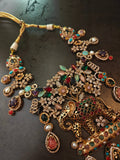 STATEMENT ELEPHANT DESIGNER SEMI PRECIOUS STONE NECKLACE WITH EARRINGS