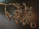 STATEMENT ELEPHANT DESIGNER SEMI PRECIOUS STONE NECKLACE WITH EARRINGS