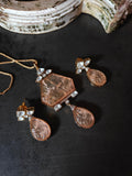 EXCLUSIVE CARVED MOONSTONE KUNDAN DROP PENDANT SET