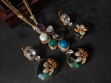 Exquisite Multi-Colour Semi-Precious Stone Pendant Set