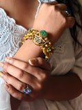 SEMI PRECIOUS AND KUNDAN ADJUSTABLE BANGLE