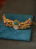 SEMI PRECIOUS AND KUNDAN ADJUSTABLE BANGLE