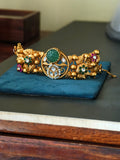 SEMI PRECIOUS AND KUNDAN ADJUSTABLE BANGLE