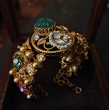 SEMI PRECIOUS AND KUNDAN ADJUSTABLE BANGLE