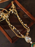ROYAL MEENAKARI KUNDAN CHAND PENDANT SET WITH PEARLS