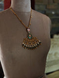 ROYAL MEENAKARI KUNDAN CHAND PENDANT SET WITH PEARLS
