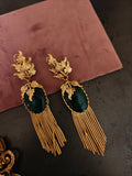 BOTANICAL SEMI-PRECIOUS STONE TASSEL STATEMENT NECKLACE SET