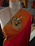 BOTANICAL SEMI-PRECIOUS STONE TASSEL STATEMENT NECKLACE SET