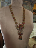 HERITAGE TEMPLE KUNDAN LONG NECKLACE SET WITH JHUMKA EARRINGS