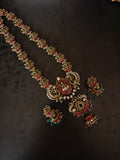 HERITAGE TEMPLE KUNDAN LONG NECKLACE SET WITH JHUMKA EARRINGS