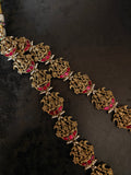 HERITAGE TEMPLE KUNDAN LONG NECKLACE SET WITH JHUMKA EARRINGS