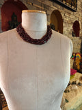 MULTI-STRAND GARNET BEADED CHOKER NECKLACE