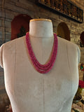 RUBY PINK MULTI-STRAND NATURAL STONE NECKLACE