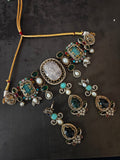 MULTI-SEMI PRECIOUS STONE STATEMENT CHOKER SET