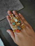 CARVED STONE BOTANICAL STATEMENT RING
