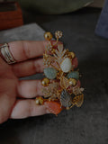 CARVED STONE BOTANICAL STATEMENT RING