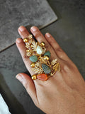CARVED STONE BOTANICAL STATEMENT RING